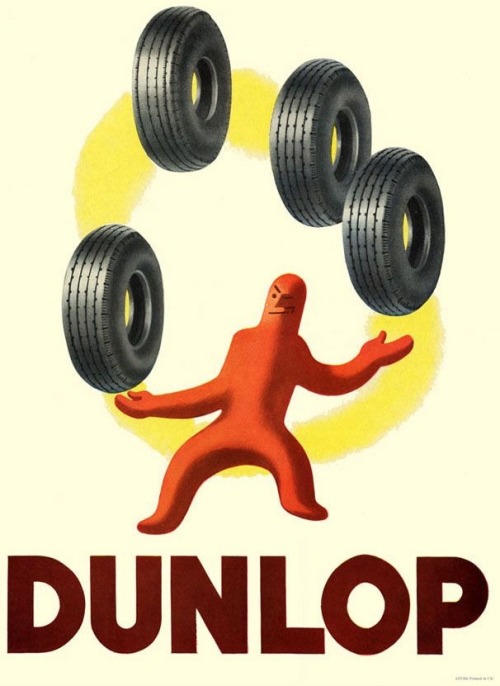 talesfromweirdland:1947 Dunlop ad. Art by Paul Colin (1892-1985).