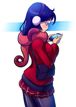 deliciousorangeart:Aitako waiting for someone’s call.