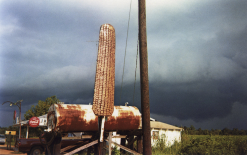 William Christenberry Corn Sign with Storm Cloud, Near Greensboro, Alabama, 1977