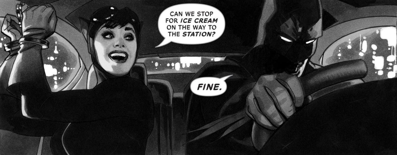 sharkshavebeenknowntosneeze:  “She Lies At Midnight” (from Batman Black and White