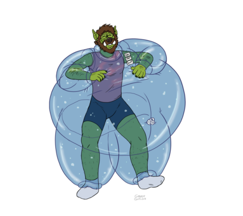 cavezero:OrcBear tried on a fat suit, turns out it was more literal than expected! Some adorable art
