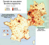 Population density in France and Germany, 2011.