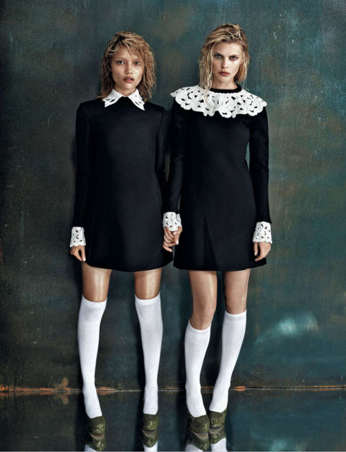 foudre:  “Sisters”Amica, September 2013Charlotte Carey & Masha Gutic by Christian Anwanderstyling by Ye Young Kim; Valentino dresses 