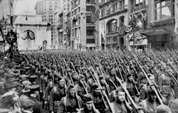 historicaltimes:   Soldiers from the famous “Lost Battalion” of the 77th Division’s Argonne campaign of October 1918, march up New York’s Fifth Avenue in the spring of 1919 - Read More