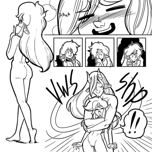 superhappy: freeglassart:   NSFW Here’s some inks from the Preview Pages to Pet Elf on Slipshine!  I