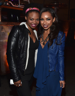 celebritiesofcolor:  Susan Heyward and Logan Browning attend the after party for the series premiere of Playstation &amp; Sony Pictures Television’s ‘Powers’ at Sony Pictures Studios on March 9, 2015 in Culver City, California.