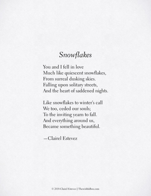 Love Poem | Beautiful Words~ Snowflakes ~From a miniseries of seven themed poems: Winter Poems. Find