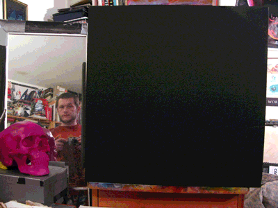 Self-portrait process GIF by Matt Bernson.    Acrylic on canvas,  20"x20" I’ve found the best way to “fix" something is to make drastic changes.   That’s why it looks like I’m wearing lipstick.   It’s not lipstick, I swear,