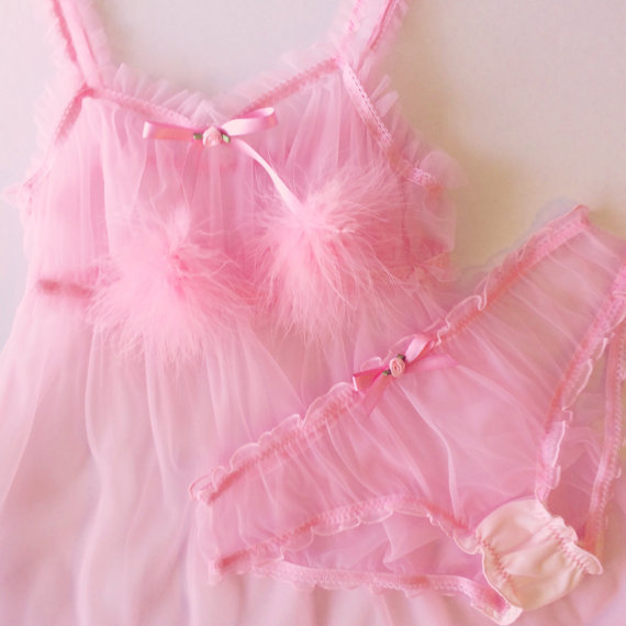 placedeladentelle:  Candy Pink Ruffle Babydoll by Sugar Lace Lingerie