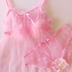 Placedeladentelle:  Candy Pink Ruffle Babydoll By Sugar Lace Lingerie