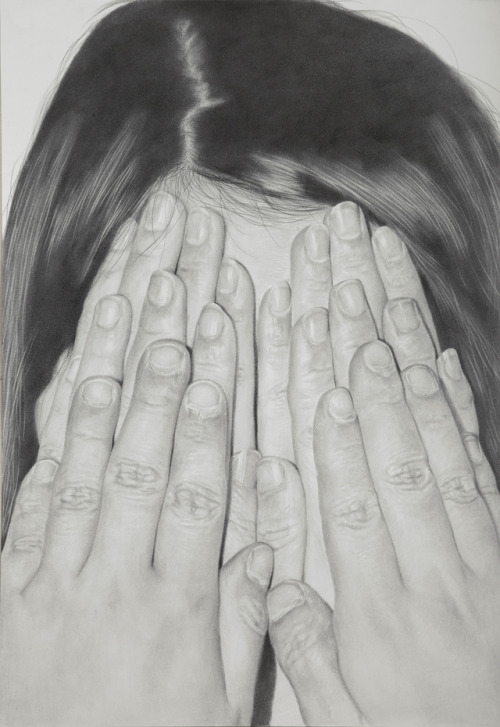 redlipstickresurrected: Zhang Shujian aka 张书笺 (Chinese, b. 1987, Hunan Province, China) - 1: Shading Hands, 2012  2: Black No.9, 2012  Drawings: Pencils on Paper 