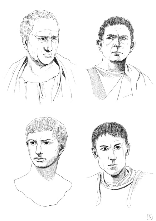 raffaelllllo:little hbo rome things drawn during finals season……..im sorry