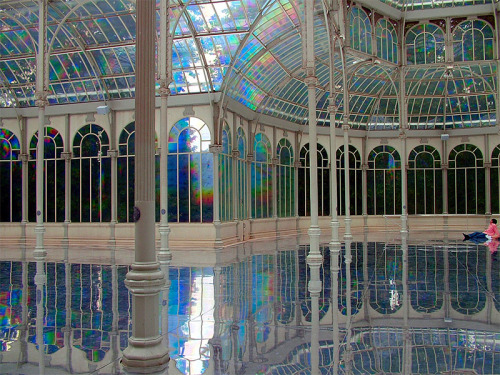 culturenlifestyle:  An Iridescent Palace of Rainbows by KimsoojaIn 2006, South Korean multi-disciplinary conceptual artist Kimsooja transformed the Palacio de Cristal in Madrid into a multi-sensory installation called To Breathe – A Mirror Woman, which