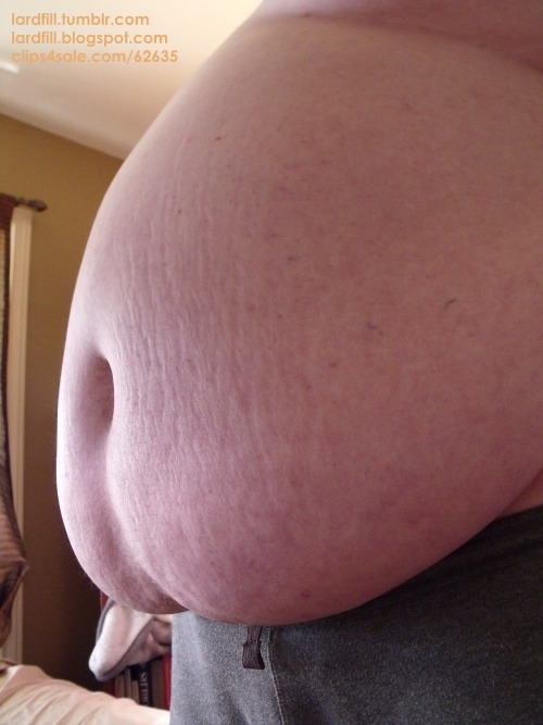 lardfill:  My belly hang at 430lbs  ok, so i try my hardest to never reblog, but this guy is such an amazing inspiration to me as a gainer, that i’m gonna reblog everything he’s put up so far, in hopes that one day i can look back through