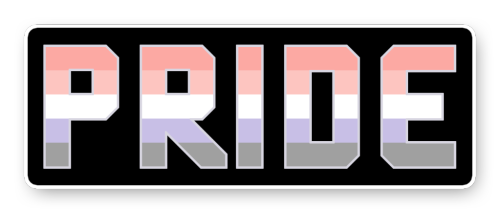 aroworlds: [image description: four block text banners of the word “pride” in a squared-off text, co