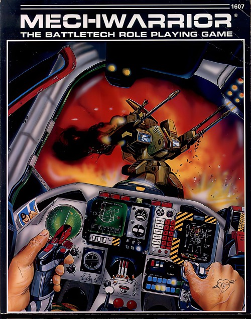 AI upscale of Mechwarrior RPG cover artwork by Jim Holloway, published in 1986, requested by @Solid_