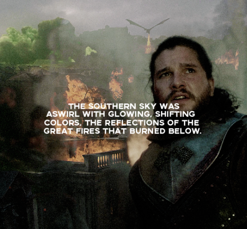 theirwinterfell:Baleful green tides moved against the bellies of the clouds, and pools of orange lig