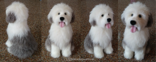 pseudopossum:needle felted old english sheepdog i made my grandmother for her birthday