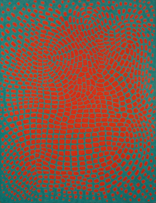 Richard Anuszkiewicz, Emerald Tablet, 1959. Oil on canvas. Collection of the Artist. 