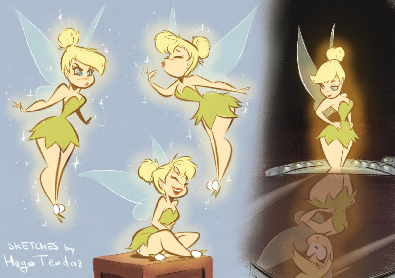 hugotendaz: Tinker Bell - Cartoony PinUp Sketches A sketch compilation of this sassy