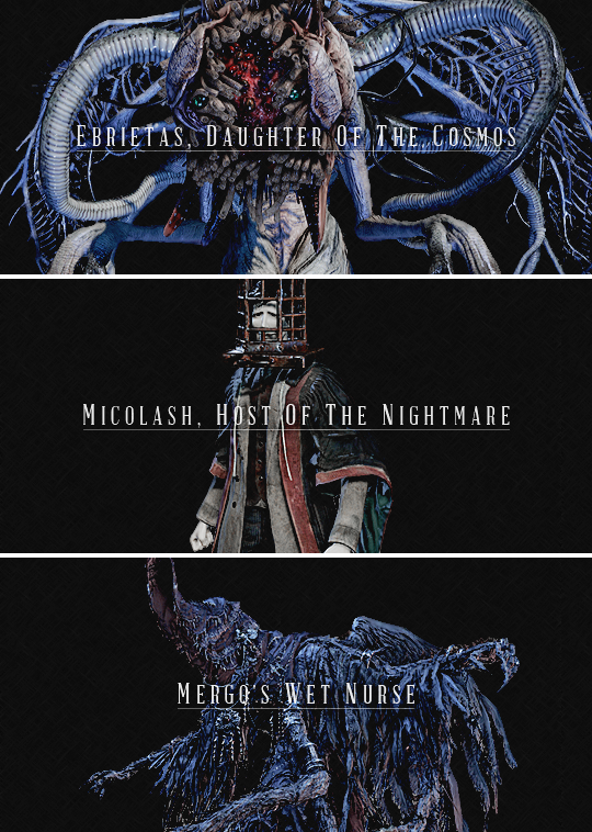 otherslices:  swordofmoonlight:  Bloodborne || Bosses  Man I wanna play this game
