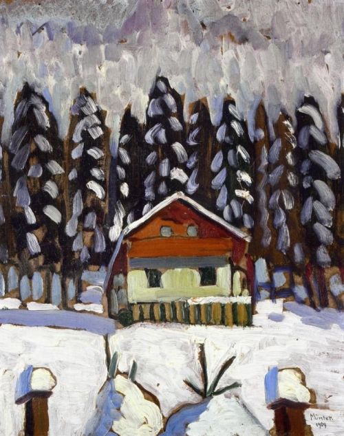 huariqueje:Cabin in the Snow at Kochel  -  Gabriele Münter,  1909. German, 1877-1962Oil on canvas