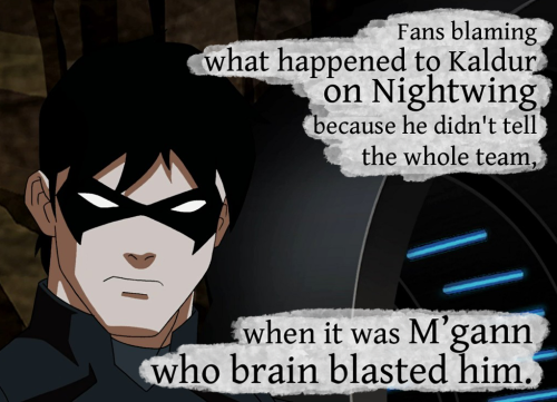  Young Justice fans problem #232: Fans blaming what happened to Kaldur on Nightwing because he didn&