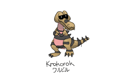 Drew Pokemon With My Left Hand, Krokorok, Photoshop.