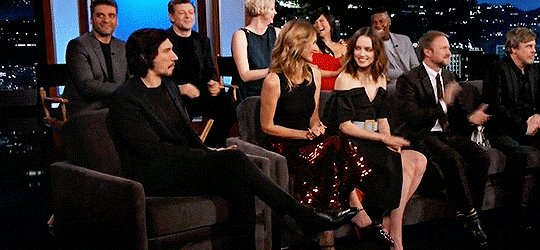 pixelrey:Daisy checking in on Adam during their appearance on Jimmy Kimmel Live