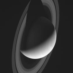 explorationimages:  Cassini:  Crescent Saturn, December 21st 2014  W00090917.jpg was taken on December 21, 2014 and received on Earth December 22, 2014. The camera was pointing toward SATURN at approximately 2,021,235 miles (3,252,862 kilometers) away,