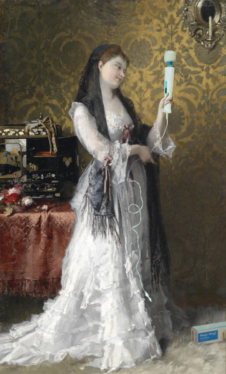 magicwandarthistory: Lady in the Boudoir with Magic Wand by Conrad Kiesel.