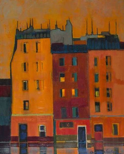 huariqueje:    Greenwich village, NYC (The Village)    -   Christina Snellman  , 2001  Finnish, b. 1928- Oil on canvas,   77 x 63 cm. (30.3 x 24.8 in.)