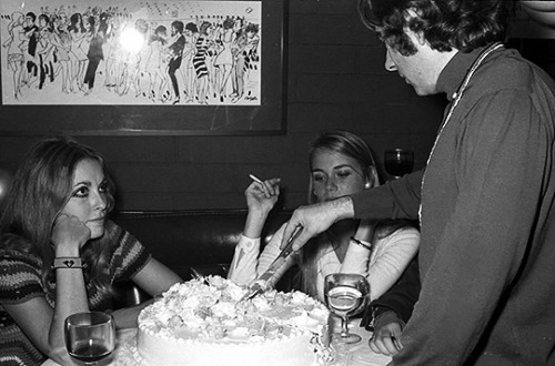 Sharon Tate and Roman Polanski at their L.A. Wedding Reception, Feb 18th, 1968. Peggy Lipton is seat