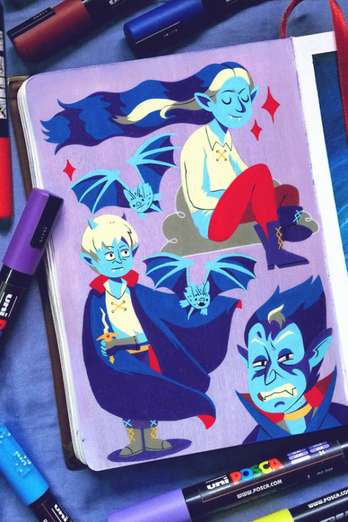 practicing some character design with posca pens. vampires for the  season  ️ ✨