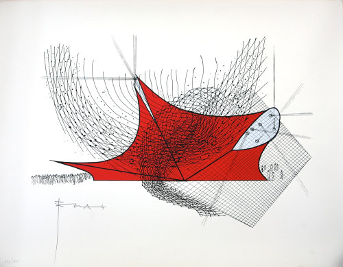 Lithographie originale d'après le Diatope de Beaubourg, numérotée et signée, 1975, © Collection Fami