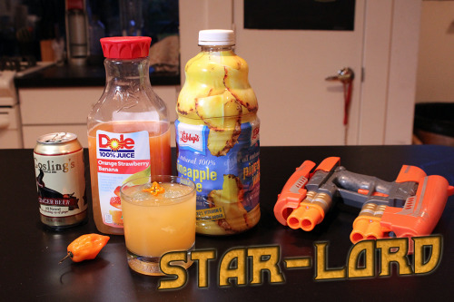 Star-Lord (Guardians of the Galaxy mocktail) Ingredients:1 habanero Pepper 1.5 oz Ginger Beer 3 oz S