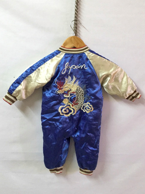 A Japanese sukajan baby jumpsuit. Cute concept. (via Etsy)
