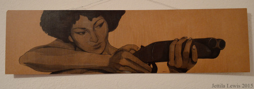 thejetti:“Shotgun” is a portrait of Pam Grier drawn on 10x36 hard board with ink wash, pencil, prism