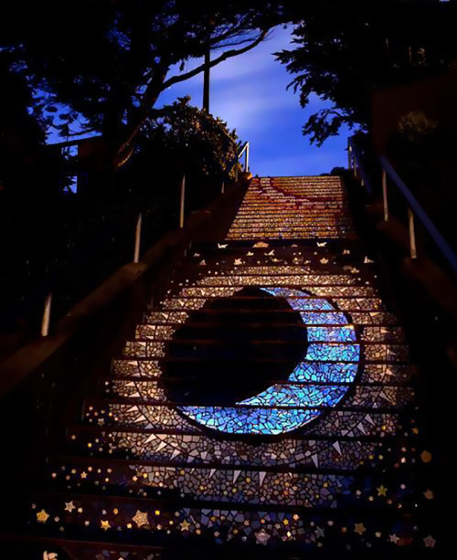 adventure-heart:Tiled Steps in San Francisco that Reflect the Moonlight