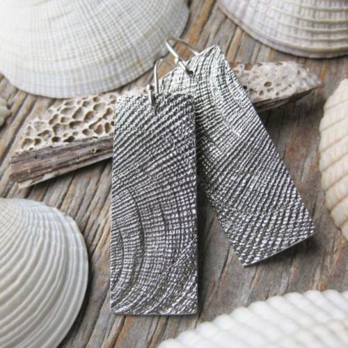 NEW! Just added. Geometric sterling earrings with organic shell texture. The best of both worlds. #s