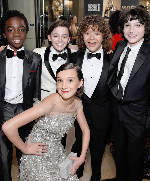 Caleb McLaughlin, Noah Schnapp, Gaten Matarazzo, Finn Wolfhard, and Millie Bobby Brown at the 74th a