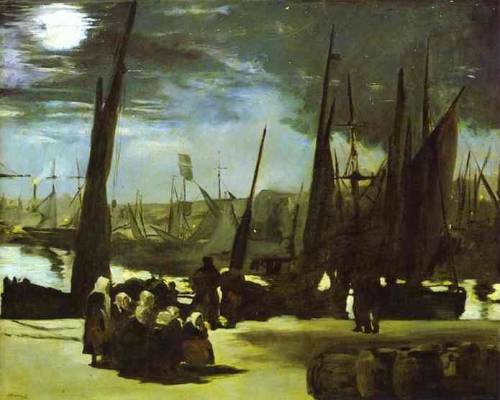 Moonlight on Boulogne Harbor, Édouard Manet, 1868