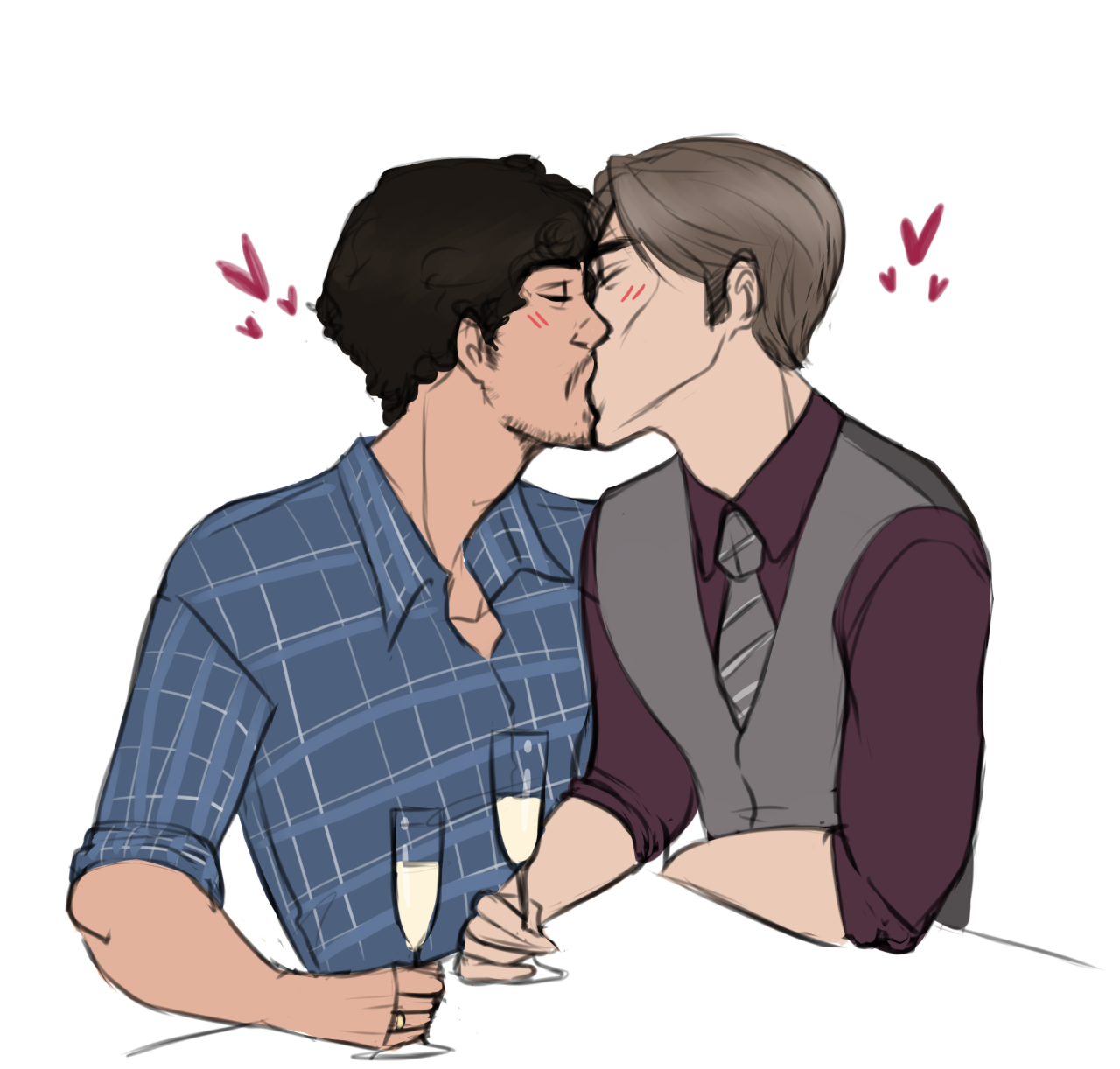emziebeeart:  HANNIGRAM SMOOCHES!!! this if the first time drawing them &lt;3 