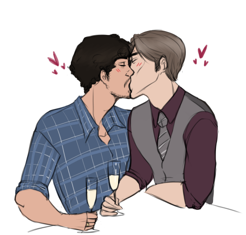 emziebeeart:  HANNIGRAM SMOOCHES!!! this if the first time drawing them <3  