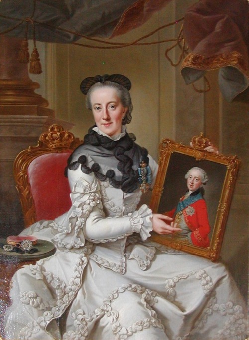 fashionologyextraordinaire: 1766-1767 Juliane Marie of Denmark by Johann Georg Ziesenis Danish Royal