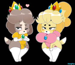 dongitosdraws:  Peach Isabelle and Daisy Digby commission. &gt;:]Follow me on Twitter: https://twitter.com/dongitos