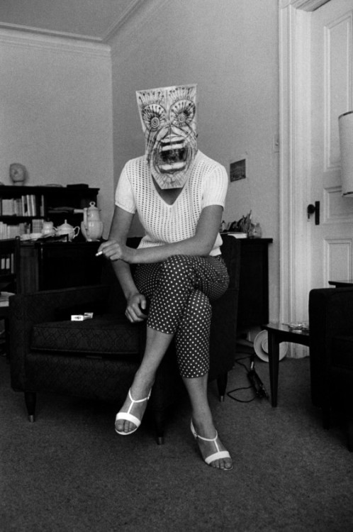 sowhatifiliveinkyushu:Saul Steinberg (Inge Morath)The Mask Series (1962)
