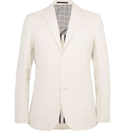 luxe-menswear:  Cream Slim-Fit Stretch Linen and Cotton-Blend BlazerShop for more like this on Wantering!