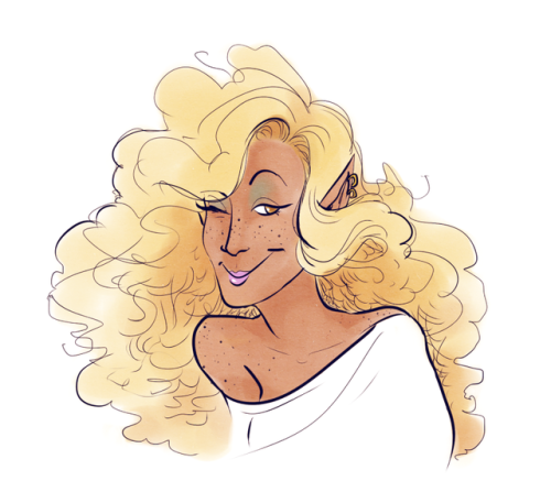 tazdelightful: [Image description: A bust portrait of Lup, a female elf. She has a slim build, tawny