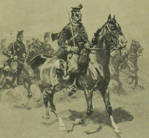 Illustrations of Austro-Hungarian infantry and cavalry, circa 1903. From top to bottom:Infantry Adva